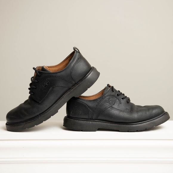 Timberland Men's 10 Black Leather Waterproof Oxford Lace Up Shoes - Picture 1 of 7